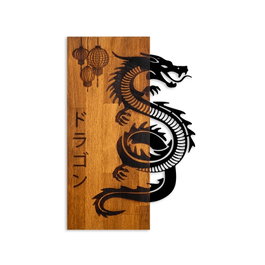 Wallity Dragon Escultura de Pared de Madera y Metal Nogal y Negro